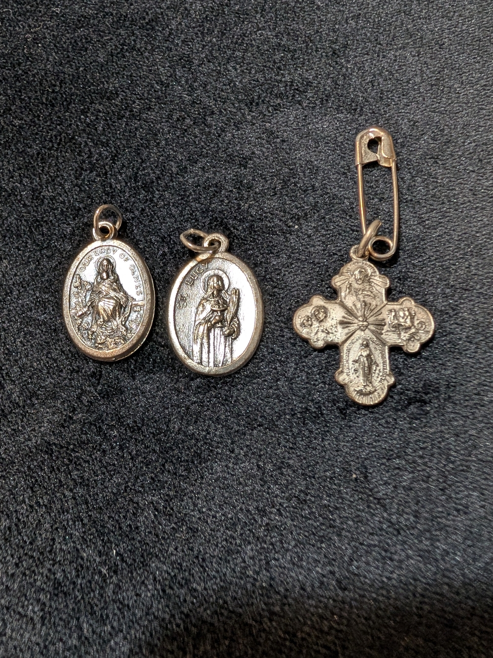 Vintage Silver Tone Lot of 3 Christian Pendants